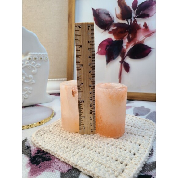 Himalayan Salt Shot Glasses Set of 2 Natural Pink Salt 3" Barware Wellness Gift - Picture 3 of 4